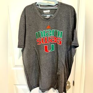ADIDAS -🏀 MIAMI HURRICANES 🏈 -Miami Swag - Aeroknit Short Sleeve Shirt- XXL